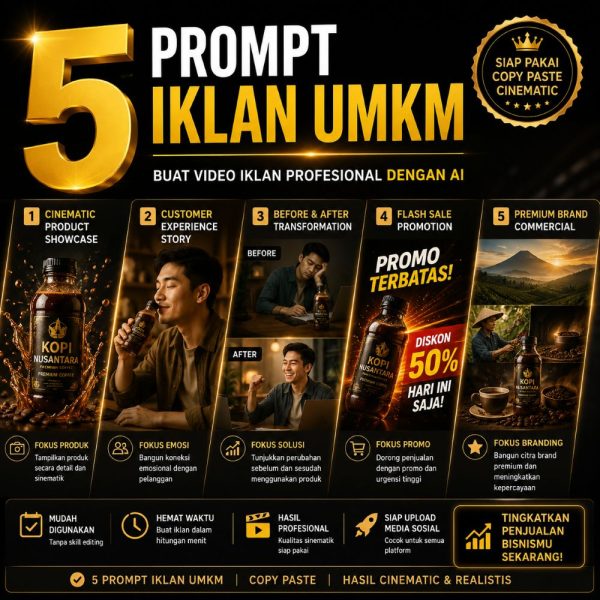 5 Prompt AI Video Iklan UMKM Premium Siap Copy Paste